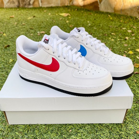 Nike Air Force 1 white red blue swoosh shoes - Picture 2 of 4